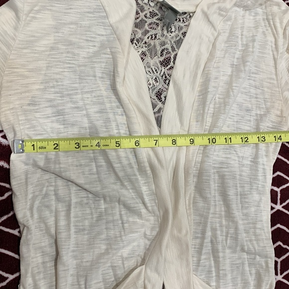 Vanity Cream Cardigan W/Pockets & Lace Back - Picture 7 of 7